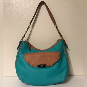 Rosetti Women’s Turquoise & Brown Faux Leather Purse Chain Strap Hobo Bag